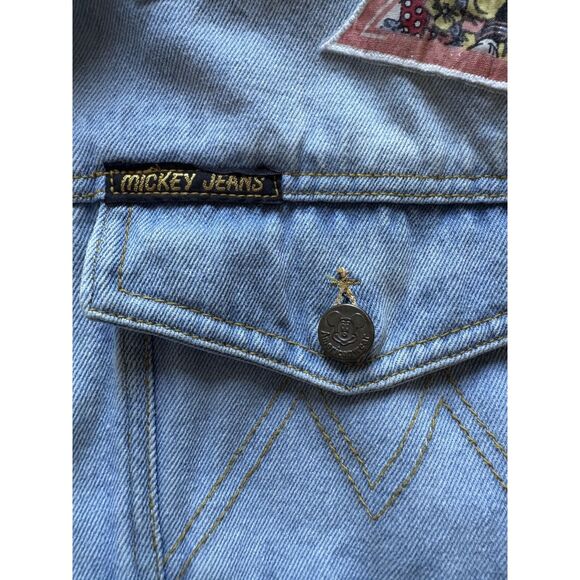 Rare Vintage 80s Mickey Jeans Walt Disney World Denim Jacket with Patches, L-XL - Picture 6 of 8